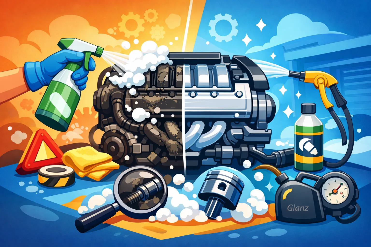 نحوه استفاده از اسپری موتور شوی برای تمیز کردن موتور خودرو به صورت اصولی و ایمن