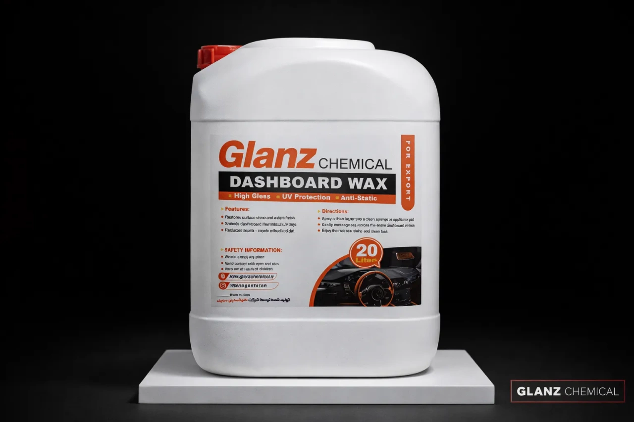 واکس داشبورد گلنز کمیکال 20 لیتری صنعتی با خاصیت براق‌کننده و محافظ UV