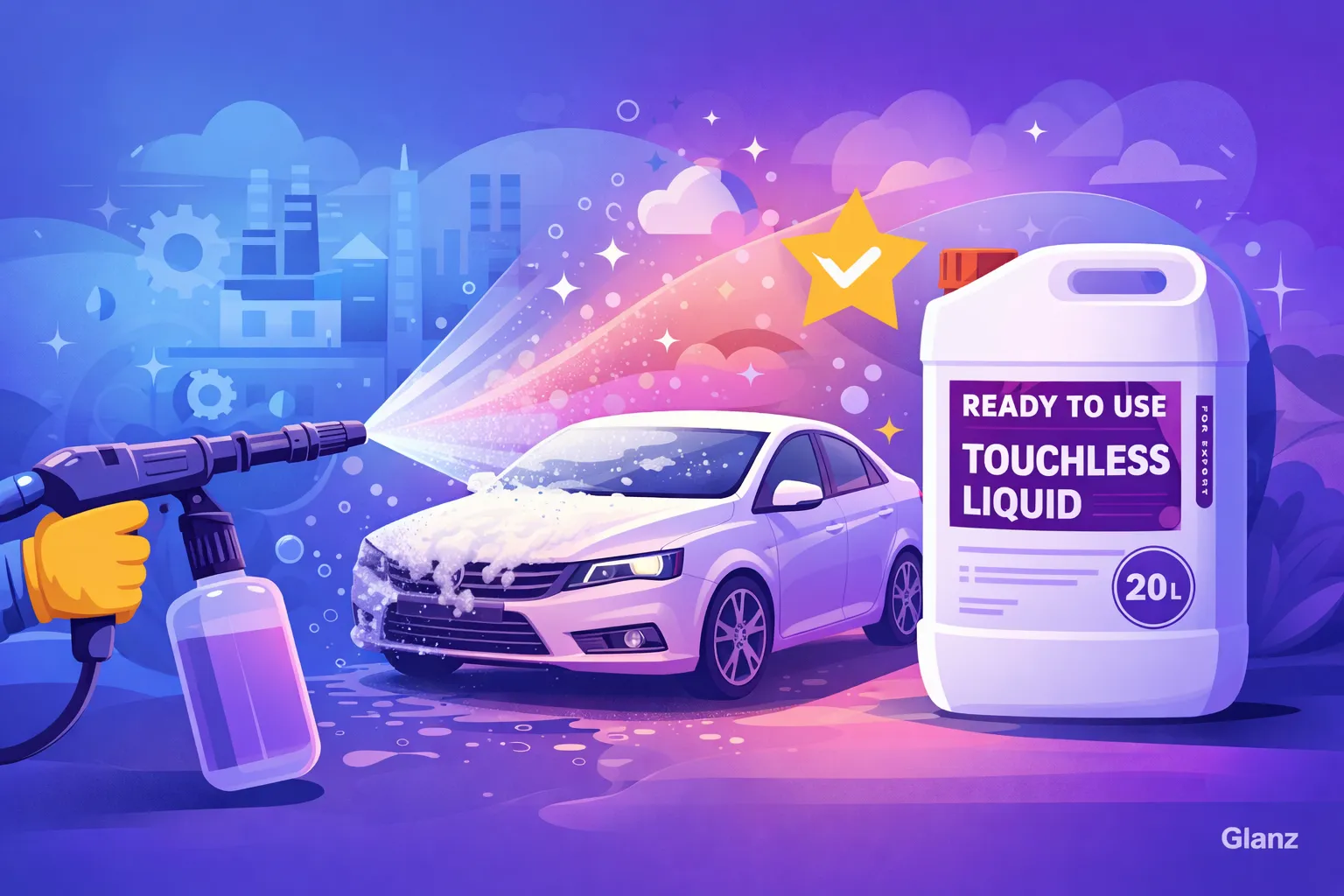 شامپو تاچلس گلنز کمیکال؛ محلول تاچلس آماده مصرف برای شستشوی بدون دخالت دست خودرو در کارواشهای حرفهای